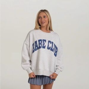 Babe Club Oversized Sweatshirt - Light Heather Gray with Navy Logo